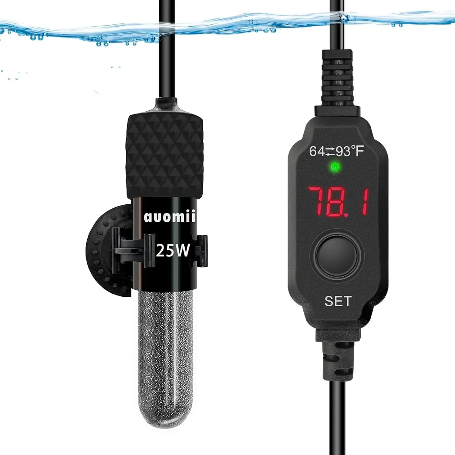 25W Mini Submersible Aquarium Heater Adjustable Fish Tank Heater
