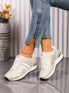 Women's Casual Sports Shoes, Sporty Running Shoes, Walking Running Shoes, Flat Synthetic Leather Lightweight Comfortable Running Shoes, Ideal for Daily Wear, Spring & Fall