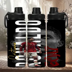 1pc 20oz Stainless Steel Insulated Water Bottle with Lid, Cristiano Ronaldo Fan Poster Design, Perfect for Gym Travel Outdoor Activities