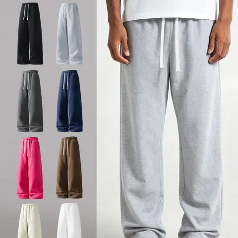 Men’s casual athletic long pants for spring and autumn, loose straight-leg fit, knit joggers that are versatile, suitable for running, fitness training, and other outdoor sports.