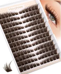 Brown Lash Clusters Pre-Mapped Eyelash Clusters Cat Eye Cluster Eyelash Extensions Fairy Wispy Cluster Lashes CC Curly Wet Look Individual Lashes Extensions 144Pcs 6-14MM Fox Eye Lashes Clusters