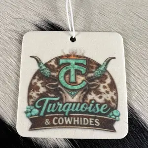 Turquoise & Cowhides Car Fresheners Black Ice Scent for Aromatic Car Interiors