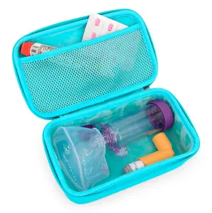 Inhaler Spacer Travel Case - Portable Lightweight EVA Medical Storage Box with Zippers for Asthma Supplies & Accessories