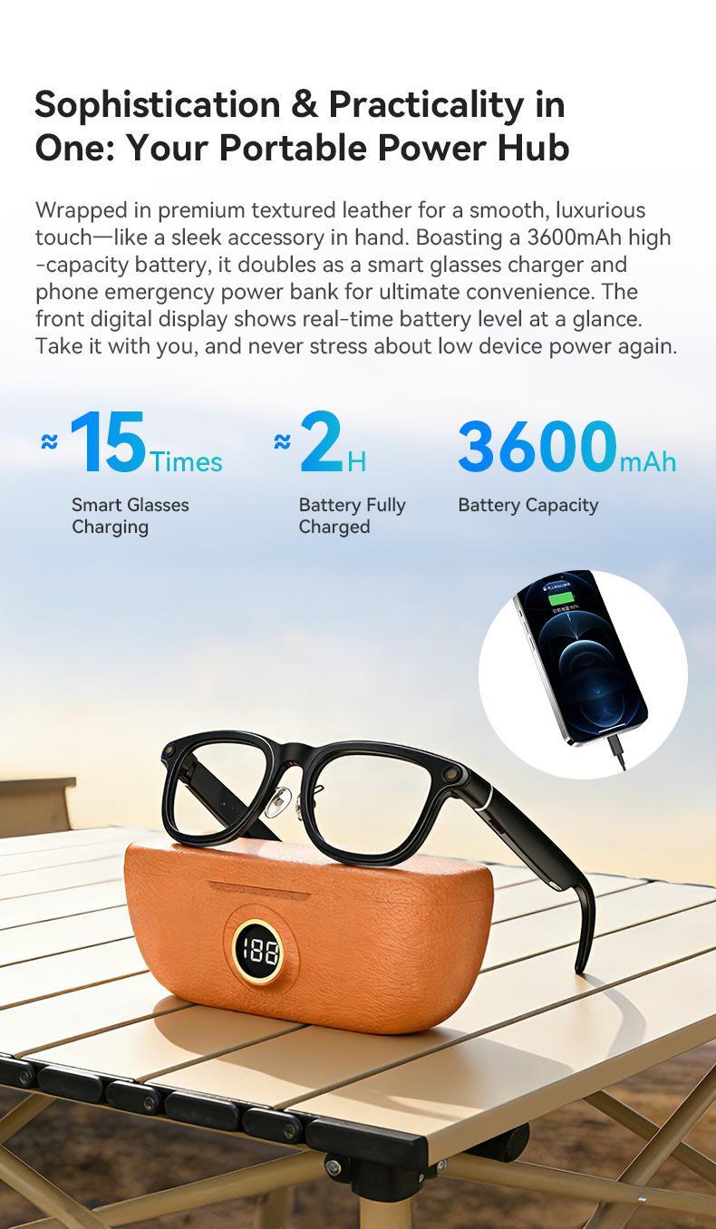 G1 AI Smart Glasses with Charging Case, 8MP HD Camera Glasses for Men Women, 1200P Video Recording, Open-Ear Bluetooth Glasses for Audio with AI Translation/Voice Control