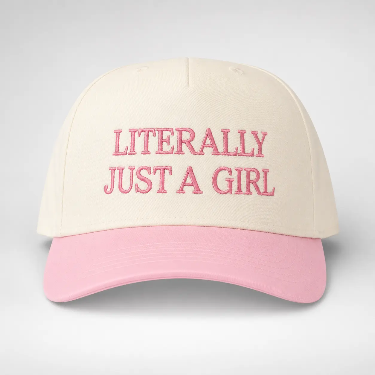 Literally Just A Girl Embroidered Baseball Cap, Adjustable Cute Pink Hat for Women, Gift For Her