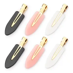 6 Pcs Creaseless Hair Clips No bend No Crease Hair Clip Makeup Clips for Women and Girls Flat Hair Clips for Hairstyling Salon Golden Handle