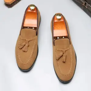 Men's British Style Slip-On Loafers with Tassels – Casual Leather Shoes