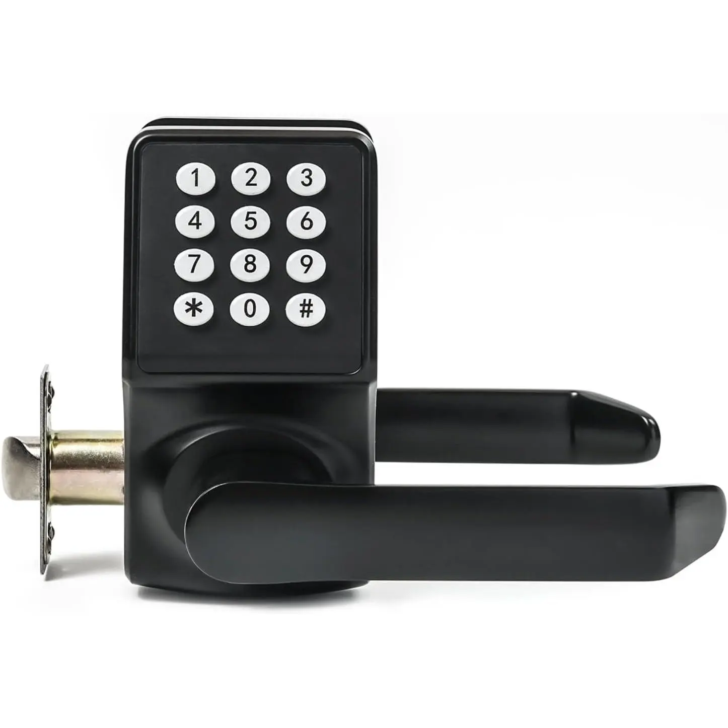 Keypad Door Lock with Handle, Door Lock with Keypads,Door Locks for Front Door,  Door Knob with/IC Card/Passcode/Key,Digital Door Lock with Keypad for Apartment,Office,Matte Black