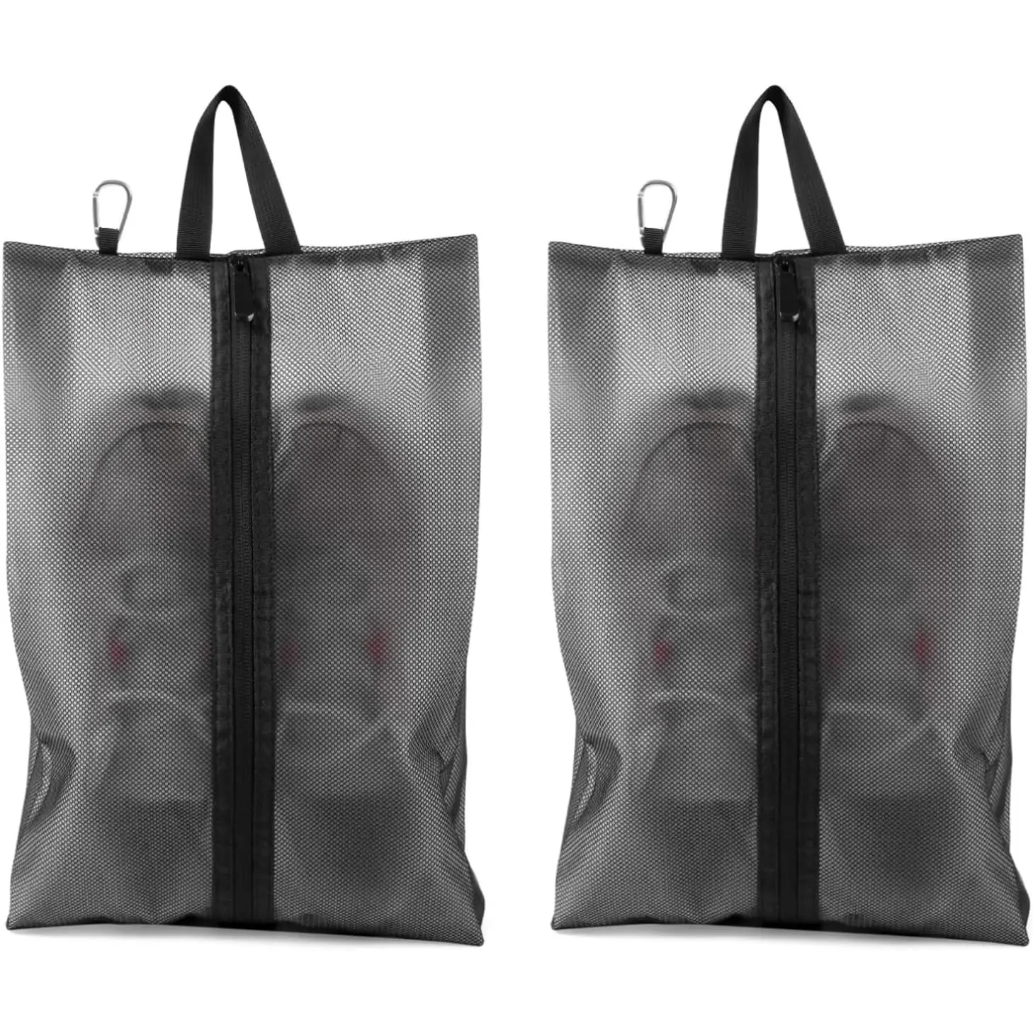 2 Pack Shoe Bags for Travel, Sneaker Bags, Waterproof Travel Shoe Bags with Zipper for Packing, Golf Shoe Dust Bags for Man and Women, Medium, Black
