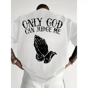 Only God Can Judge Me Graphic T-Shirt with Praying Hands Design, Streetwear Faith-Inspired Graphic Unisex Shirt