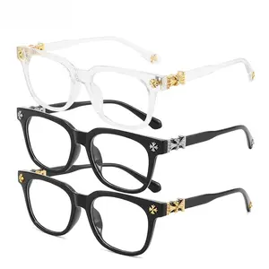 Small-frame square reading glasses for men and women, unisex anti-blue light classic travel fashion reading glasses, with rice stud decoration on the frame and, comfortable to wear, Square Frame Eyeglasses