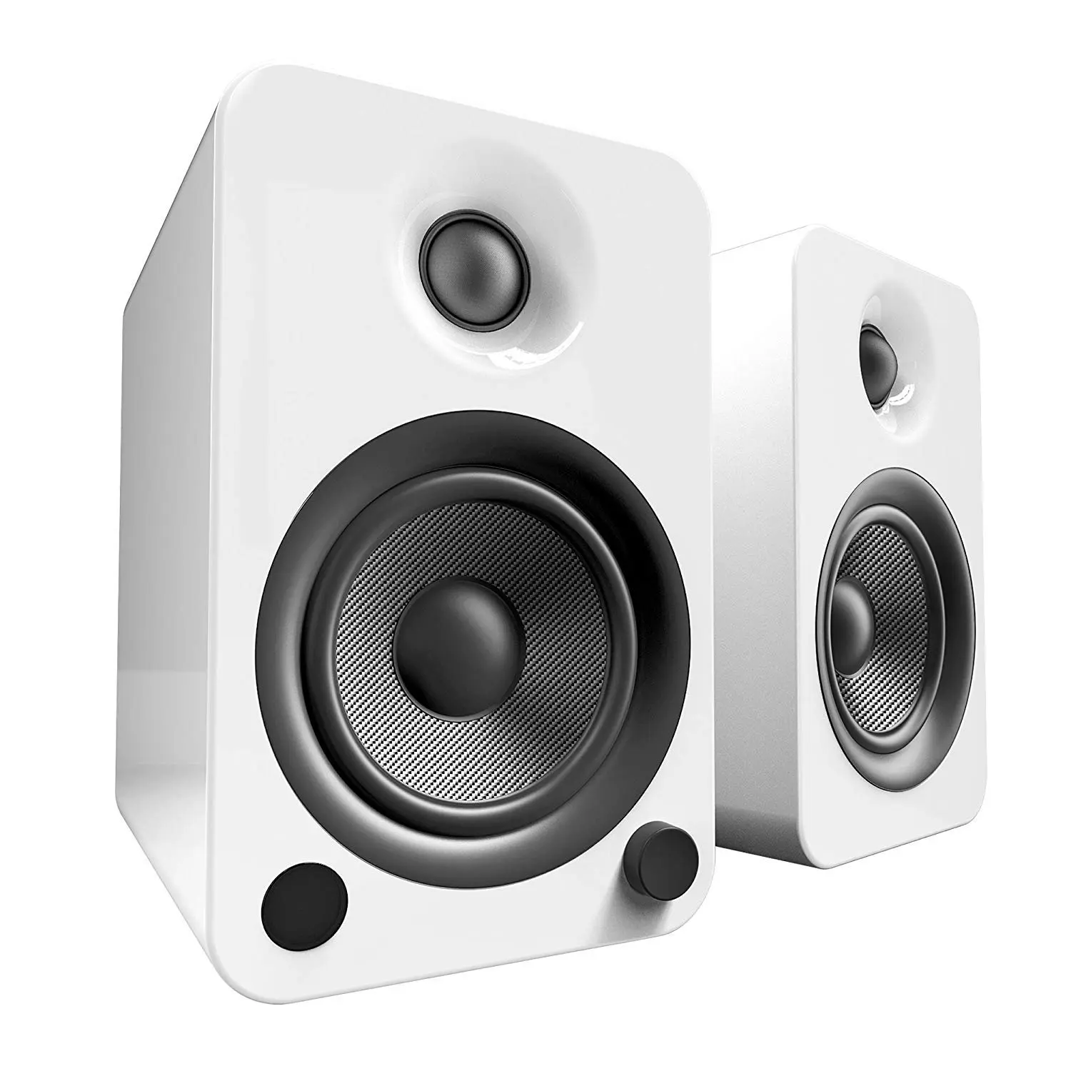 Kanto YU4GW Powered Speakers with Bluetooth and Built-in Phono Preamp | Auto Standby and Startup | Remote Included | 140W Peak Power | Pair | Gloss White