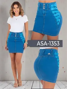 ASA1353 ASA Moda Colombian Jean Skirt Slim Fit Summer Style Comfortable for All Body Types Denim Casual Chic Bottoms