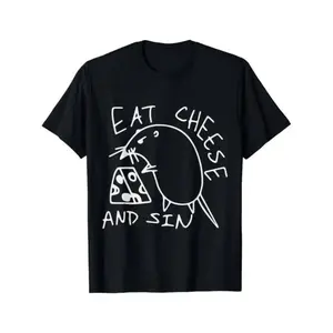 Humorous Cheeseburger and Sin Themed Creative Street Art T Shirt