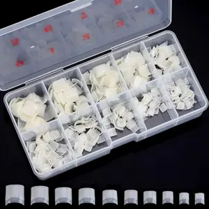Square Nail Tips Half Cover 500Pcs Clear Acrylic Nails French Short False Nails with Box (Natural)