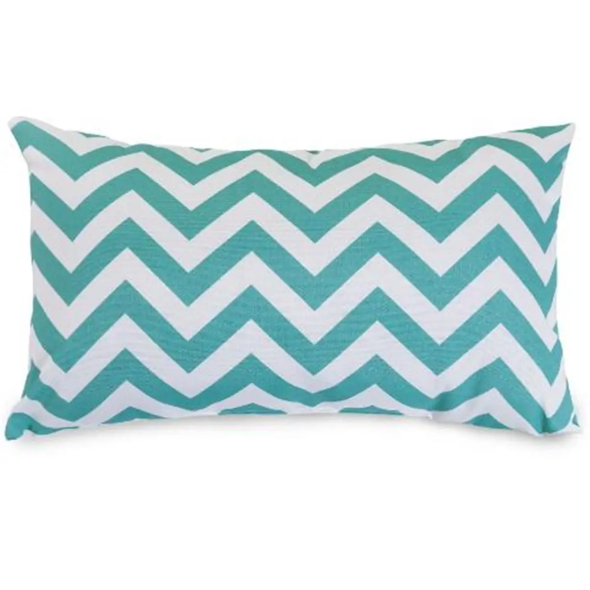 Majestic Home Small Teal Chevron Print Pillow - Cotton Weave, Durable, Fade-Resistant, UV Protected, Plush Fill, Colorful Accent for Indoor & Outdoor Use
