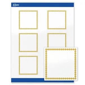 Avery Printable Square Labels, Gold Beads, 3" x 3", Glossy White Square Labels, Permanent, Laser/Inkjet, 60ct, Great for Product Labels