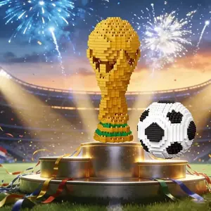Micro Soccer Building Blocks Set, DIY Football Stadium Model Kit, Creative Desktop Decor Toy for Kids and Adults