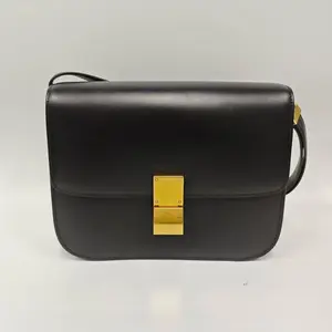 Pre-owned france Crossbody Bags Celine Black Gold Boxteen Tofu Bun (SZ H04348)