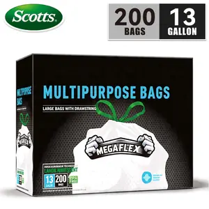 Scotts  13 Gallon Boxed Disposable Non Tear Puncture Tear Resistant Trash Bags, ODOR ELIMINATORTECHNOLOGY Kitchen Drawstring Garbage Bags, Fresh Clean Scent With Lemon Scent, Multipurpose Easy To Usedrawstrings More Durable
