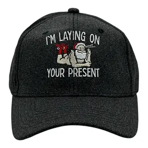 Im Laying On Your Present Hat Funny Sarcastic Christmas Sexy Santa Graphic Novelty Cap Funny Hats Christmas  Funny Adult Humor  Novelty Caps for Men Black - Standard