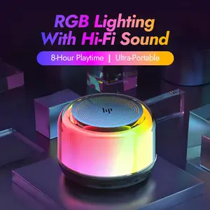 HP BTS02 Bluetooth Speaker - Bluetooth 6.0 Colorful Light Modes TWS Pairing 8H Playtime Mini Portable Speaker for Party&Outdoor
