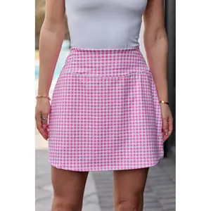 Active State Rose Gingham Pink Active Skirt