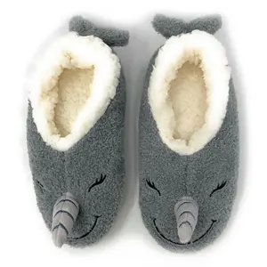 Women’s Fuzzy Anti-Skid House Slippers, Novelty Narwhal Warm Comfort Slippers