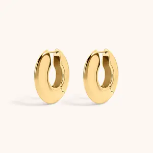 Puffy Disc Hoops in Titanium