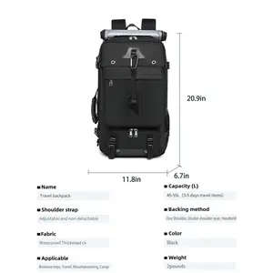 Travel Backpack 50L New Premium - Unisex Extra Large Laptop Backpack for Hiking, Climbing & Business Trips, Waterproof, Black