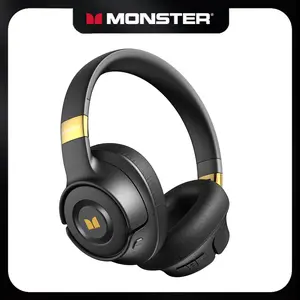 Monster Over-Ear Headphones with Pure Bass Sound, Bluetooth 5.4 Active Noise Cancelling Headphones, Up to 60H Battery Life and Speed Charge, Lightweight, Comfortable and Foldable Design (Black & White)