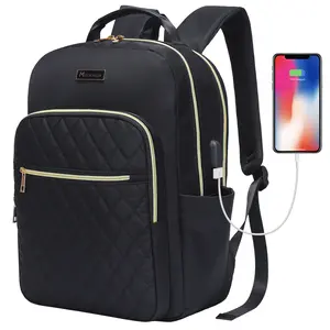 Modoker Eco-Friendly Laptop Backpack, 15.6 Inch Quilted Work Backpack for Women Bookbag Teacher Backpack School Backpack with USB Charging Port, Travel Backpack Purse for Women Nurse