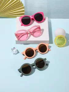 Kids High-Quality Cat Eye Sunglasses, Cute Candy Color Retro Round Frame, Casual Fashion Glasses for Boys Girls, Perfect Gift for Ages 3-10