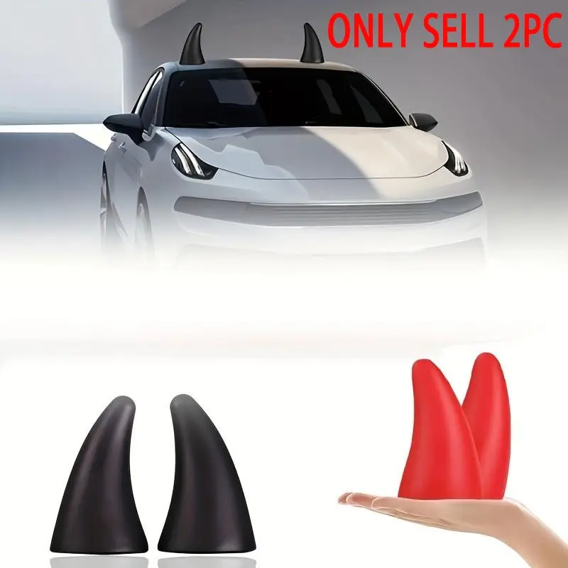Cute Devil Horn Car Roof Decoration Stickers, Vehicle Exterior Decoration, Car Accessories, Car Decorative Sticker, Universal car sticker, 3D Waterproof Mudguard Protector, Suitable for Cars, Tricycles, Electric Scooters