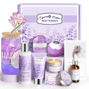 Lavender Spa Gift Basket for Women – Relaxing Bath & Body Self Care Set, Birthday Gifts for Mom, Wife, Sister, Best Friend, Coworker & Employees