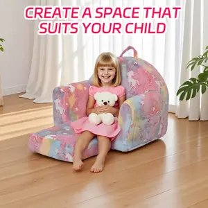 Portable Double Fold Sofa Chair for Kids, Easy to Assemble and Clean, Suitable for Living Room, Bedroom, Children's Room, Convertible from Sofa to Bed, Perfect Christmas and Birthday Gift for Girls and Boys, [Vacuum Compressed Sofa Expands to Shape]