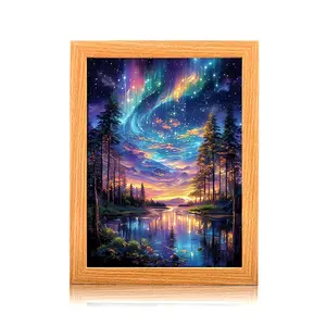 Starry Forest Creative Mirror, LED Art Frame, Western Wall Art, Wall or Table Decor, Three Light Color Adjustments, Birthday Gift, Thanksgiving or Christmas Present