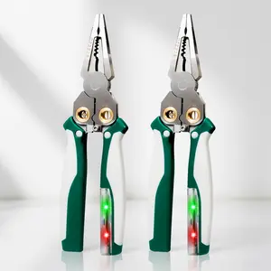 8-in-1 Stainless Steel Multi-Function Wire Stripper Pliers with Voltage Testing, Cutting, Stripping, Crimping, Wire Splitting Tool for Electricians and Home Repair