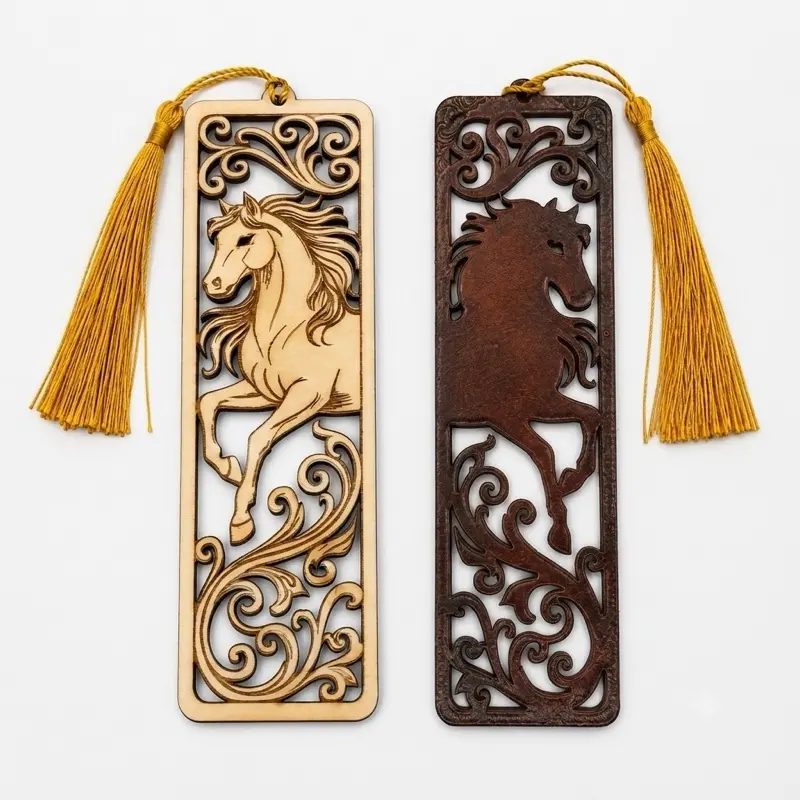 Horse Wooden Bookmark | Laser Engraved, Laser Cut & UV Printed | Gift for Book Lovers