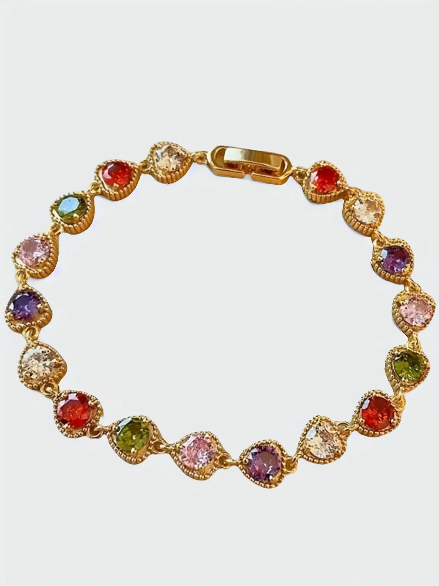 Women's Elegant Colorful Rhinestones Decor Matching Bracelet, Casual 2025 New Trendy Boho Style Bracelet with Heart Design for Daily Decoration, Gifts