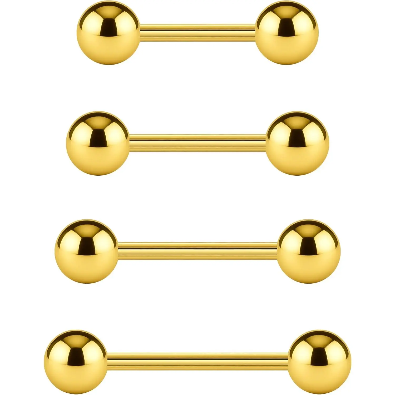 Tongue Rings Surgical Steel 6pc - Tongue Rings 14 Gauge For Women Hypoallergenic - Sexy 14g Straight Barbells In 12mm (1/2), 14mm (9/16), 16mm (5/8) Long Bar Piercing Jewelry Set