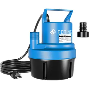 FOTING Portable Sump Pump Water Pump 1215GPH,1/4HP,25ft Power Cord for Garden Pond,Basement Pool Drainage and Hot Tub SPA,Thermoplastic Submersible Pump Lowest Sucking Level 1/5inch