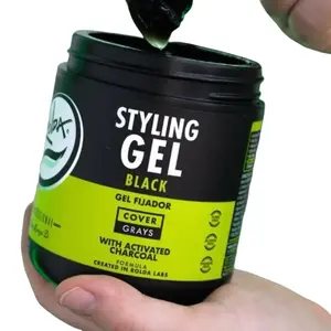 Rolda Men's Gel Black Anti Hair Loss & Shine Styling Gel with Activated Charcoal Formula for Covering Grays
