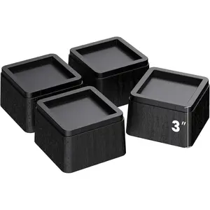 Bed Risers 3 inch, Adjustable Furniture Risers 3-6-9 inch, Bed Raisers for College Dorm Bed Sofa Table Couch Chair Blocks Set of 4 Black