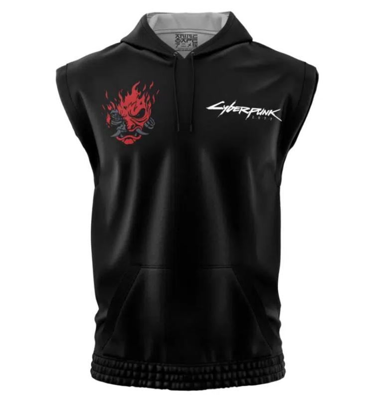 Johnny Silverhand Sleeveless Hoodies, Cyberpunk 2077 Anime Graphic Sleeveless Sweatshirt Hoodies