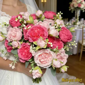 Realistic Dual Artificial Peony Bouquet, DIY Decor, Living Room Decoration, Wedding Accessory, Valentine's Gift, Never Wilted Fake Flowers