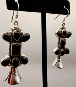 Black Onyx Bottle Brush Dangle Earrings