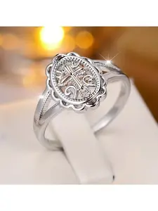 Stylish round shield cross women's ring suitable for daily parties, holidays, birthday accessories, Christmas gifts, women's jewelry