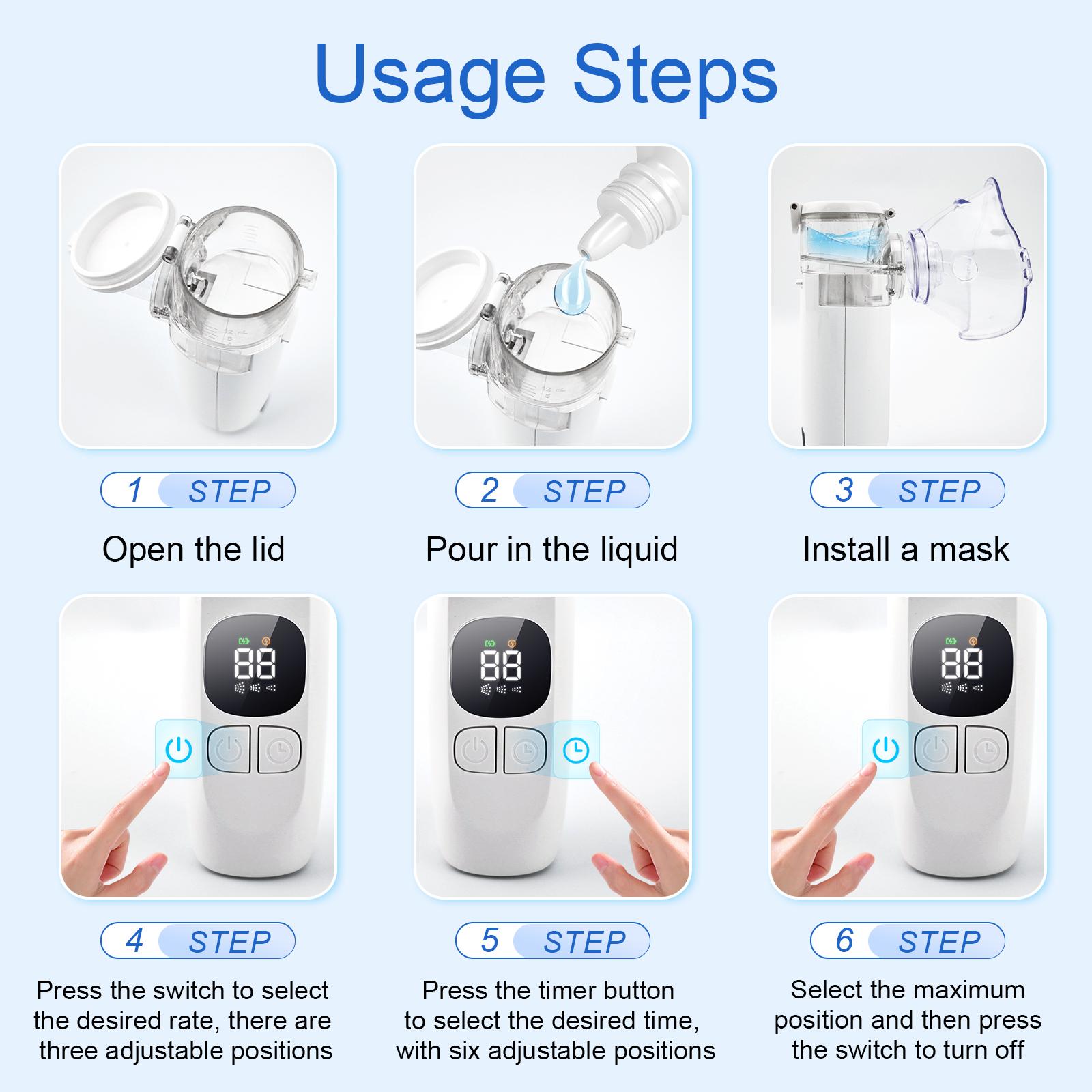 Nebulizer - Adult Portable Nebulizer, Children's Asthma Nebulizer, Rechargeable Handheld Mesh Nebulizer, Suitable for Travel And Home Use, Relieves Respiratory Problems, Portable Nebulizer, Home Nebulizer, Compact, Lightweight Nebulizer