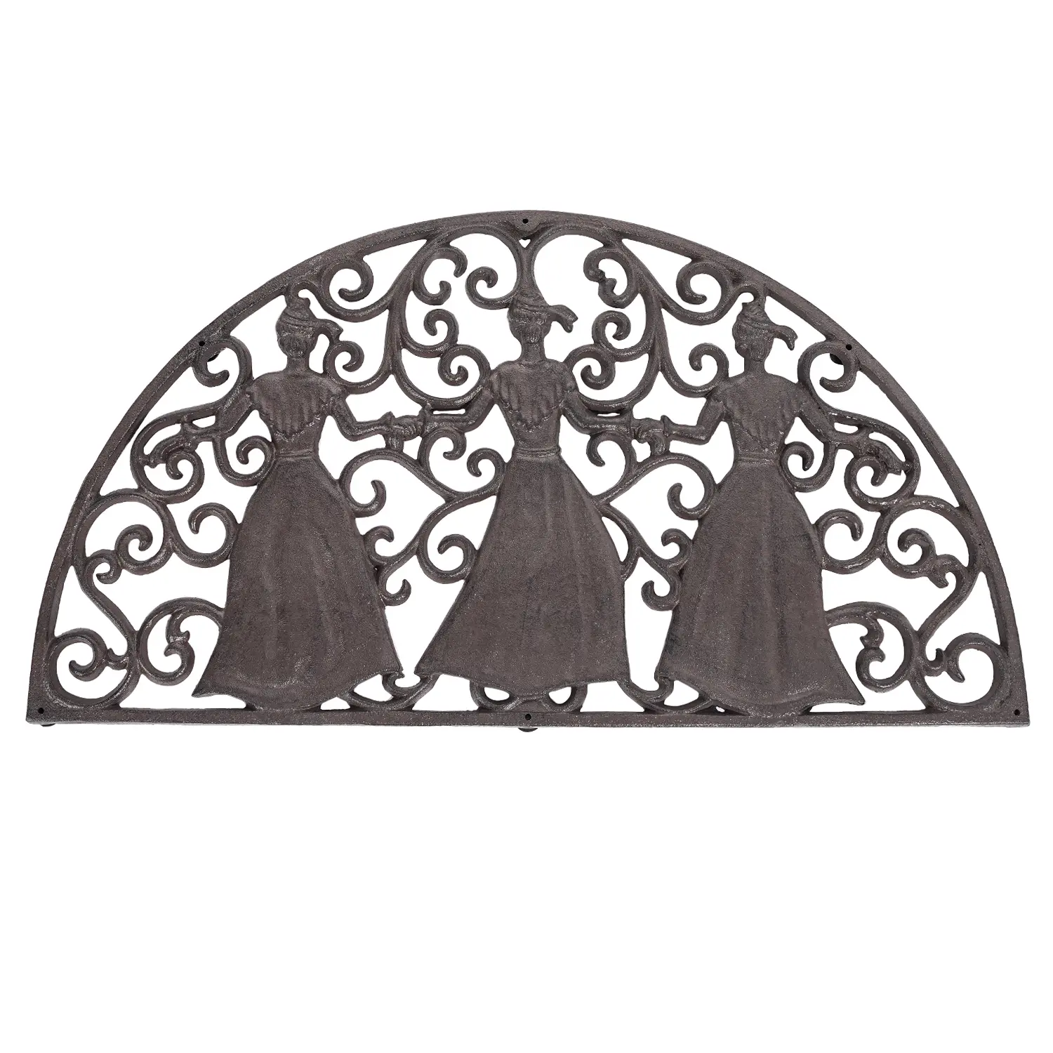 Sungmor Cast Iron Anti-Slip Support Doormat - Durable Outdoor Heavy-Duty Boot Scraper, Large Size Retro Half-Moon Scrollwork Front Door Entryway Decor Mat, 27.8in x 14.9in, Anti-Slip Support Doormats